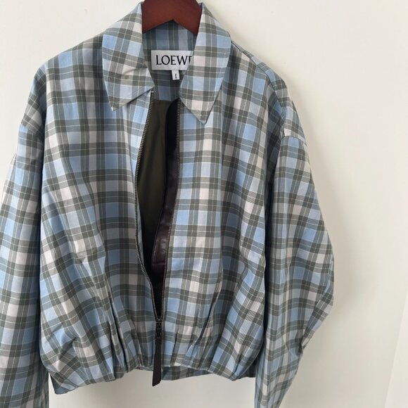 LOEWE Checked Draped Wool-Blend Jacket - Picture 11 of 14